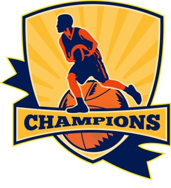 Basketbol oyuncu top sürme top retro