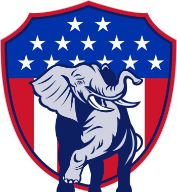 Republican Elephant Mascot USA Flag clipart