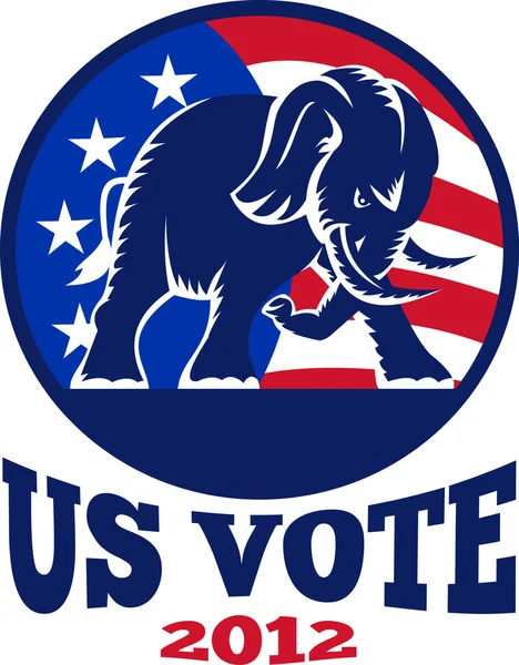 Elefante repubblicano mascotte USA Bandiera — Vettoriale Stock