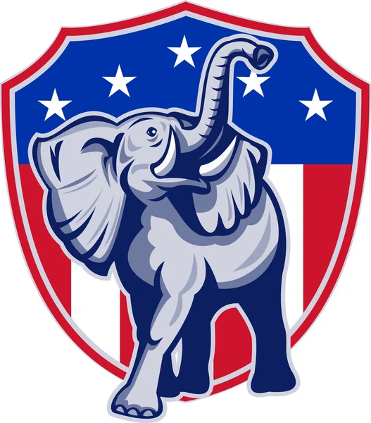 Republicano Elefante Mascote EUA Bandeira —  Vetores de Stock