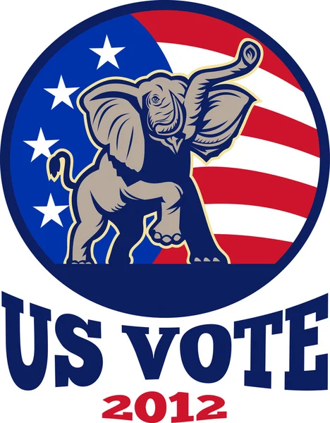 Republicano Elefante Mascote EUA Bandeira — Vetor de Stock
