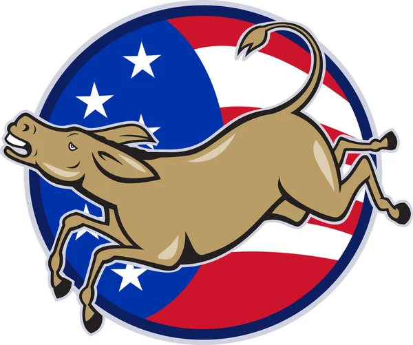 Burro Demócrata Mascota Bandera Americana — Vector de stock