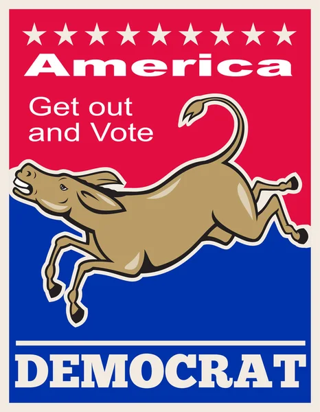 Democrat Donkey Mascot America Vote — Stock Vector