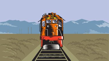 Dizel tren ön arka gravür retro