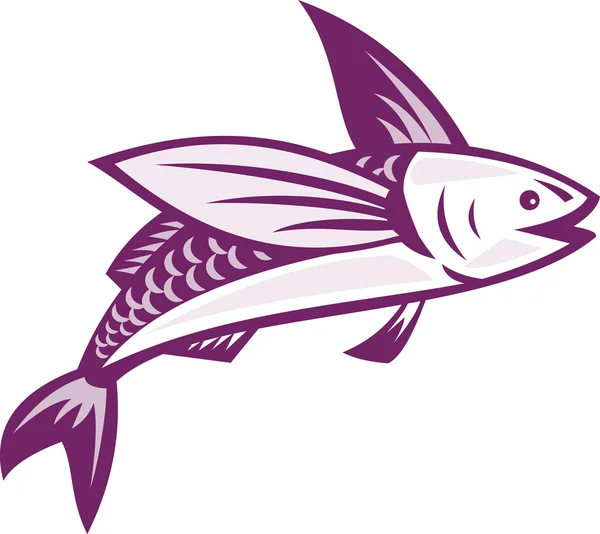 Flying Fish Retro — Stock Vector