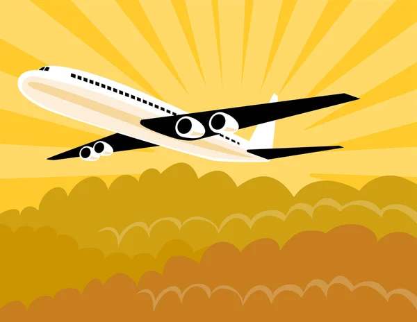 Jumbo Jet repülőgép retro — Stock Vector