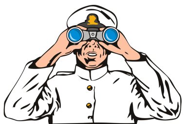Capitán de la armada marinero con binoculares