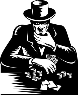 Poker Player Gambler Gambling Retro clipart