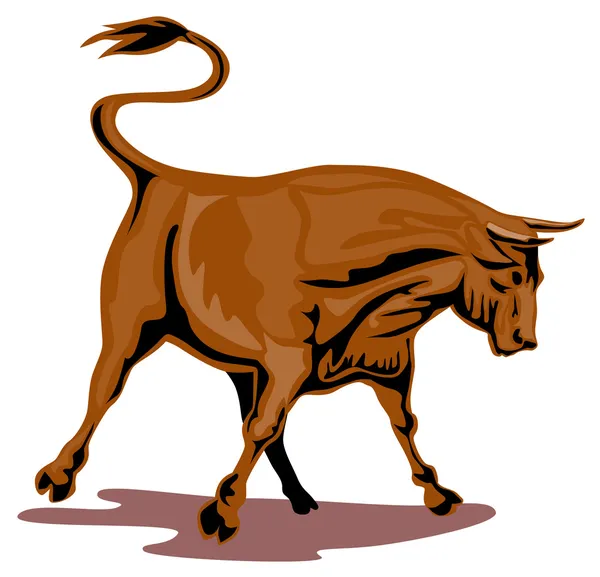 Raging Bull Ataque Retro — Vetor de Stock