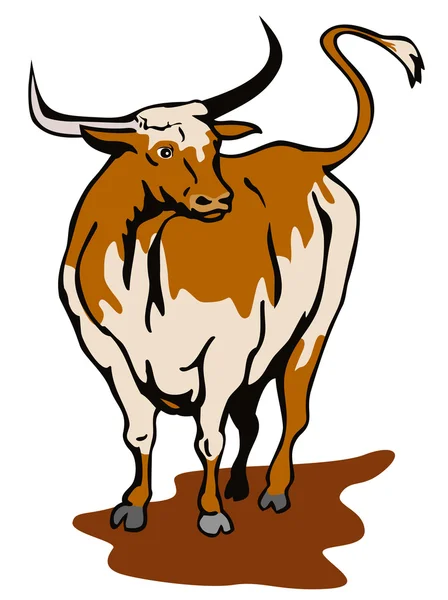 Razende stier aanvallende retro — Stockvector