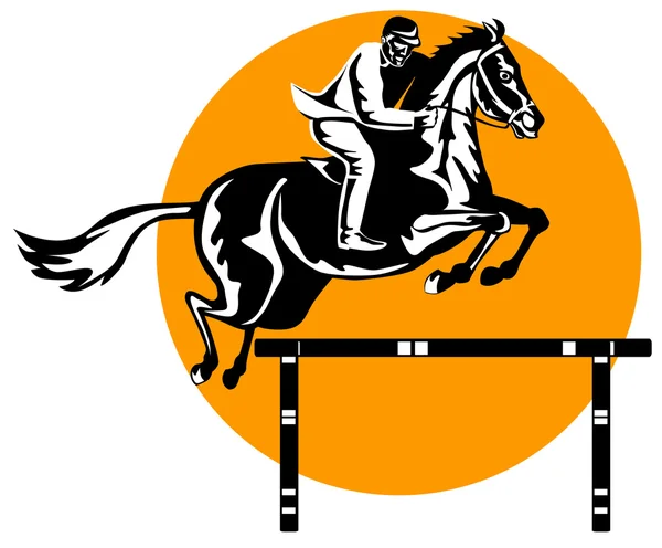 Конный спорт Прыжки Ретро — стоковый вектор