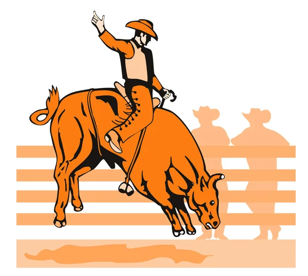 Rodeo Cowboy Bika lovaglás Retro — Stock Vector