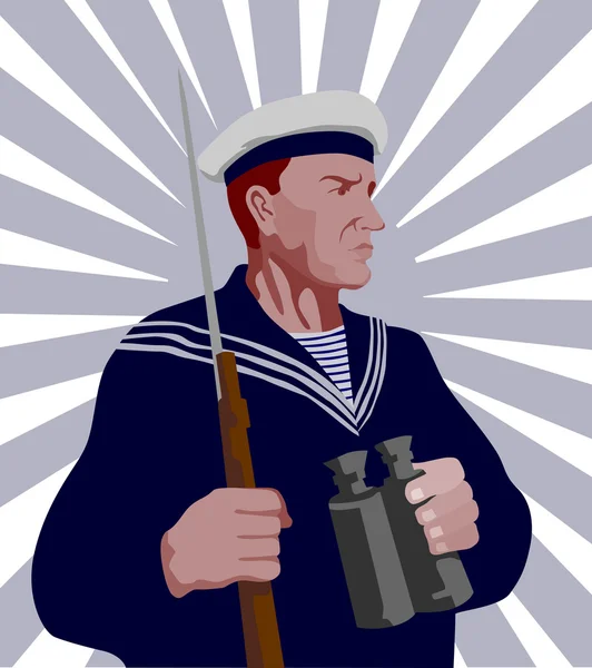 レトロな海軍水兵ライフル双眼鏡 — ストックベクタ