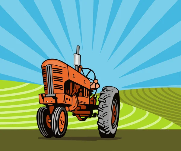 Retro Vintage traktoru — Stockový vektor