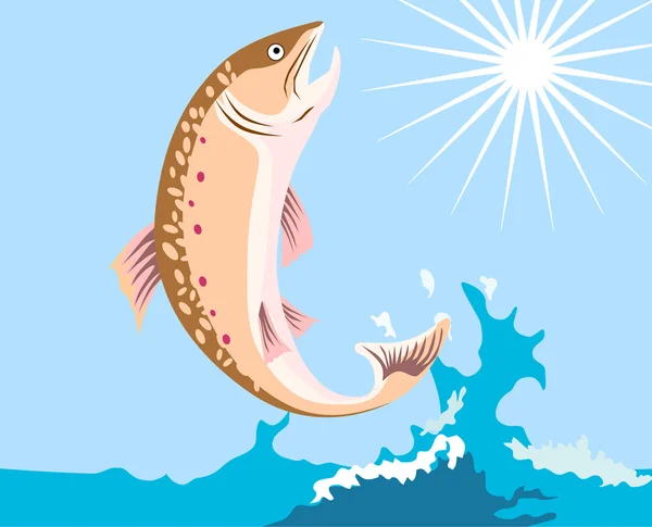 Trout Fish Retro — Stock Vector