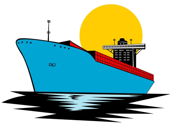 Container Ship Cargo Boat Retro — Stock Vector