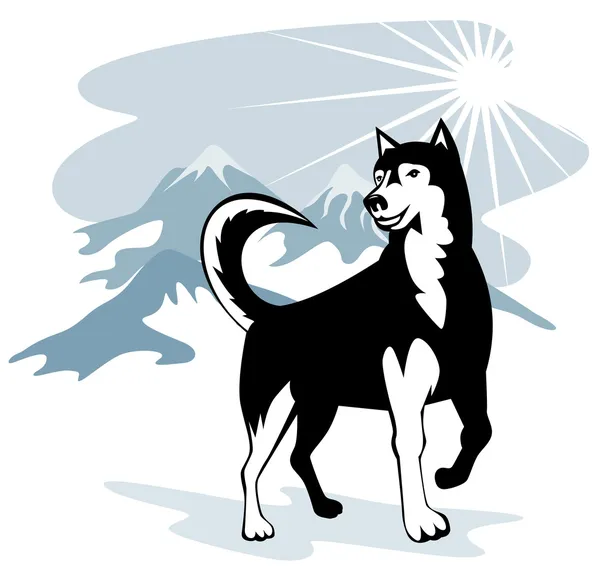 Husky wilde hond wolf retro — Stockvector