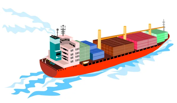 Container Ship Cargo Boat Retro — Stock Vector