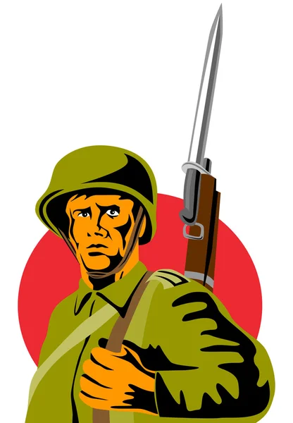 Segunda Guerra Mundial Soldado Americano — Vector de stock