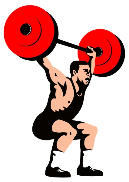 Weightlifter Lifting Weights Retro — Stock Vector