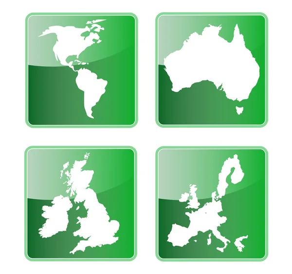 Ícone das américas austrália grande Grã-Bretanha e mapa da união europeia —  Vetores de Stock