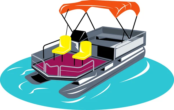 Pontoon Boat Retro — Stock Vector