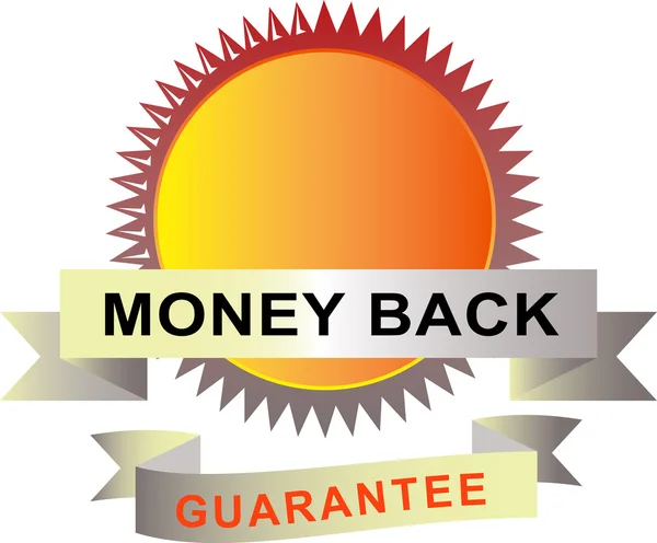 Selo com rolagem dinheiro de volta garantia — Vetor de Stock
