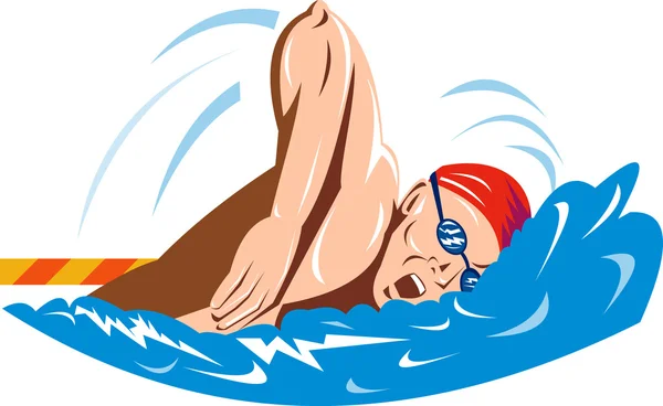 Nuotatore retrò nuoto — Vettoriale Stock