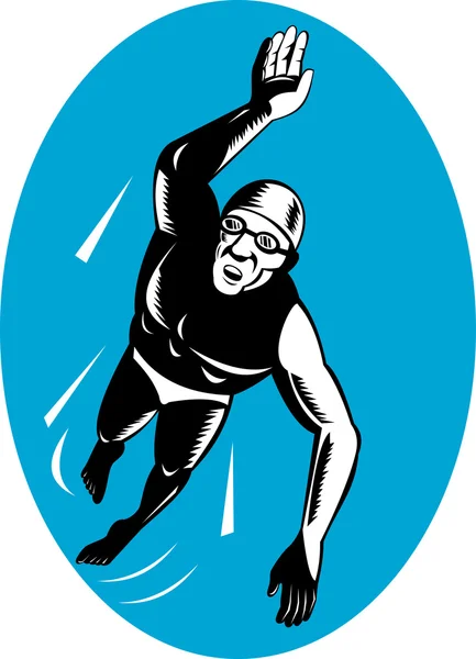 Nadador natación retro — Archivo Imágenes Vectoriales