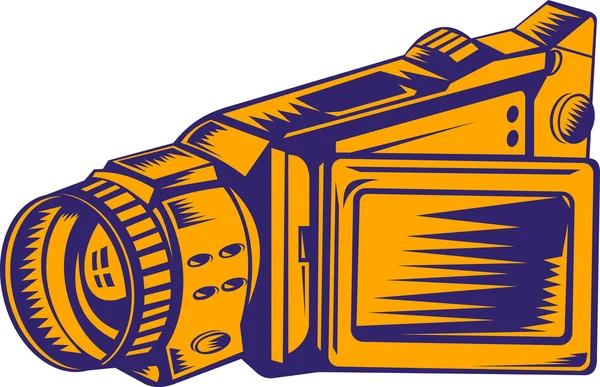 Videocamera registratore Woodcut — Vettoriale Stock