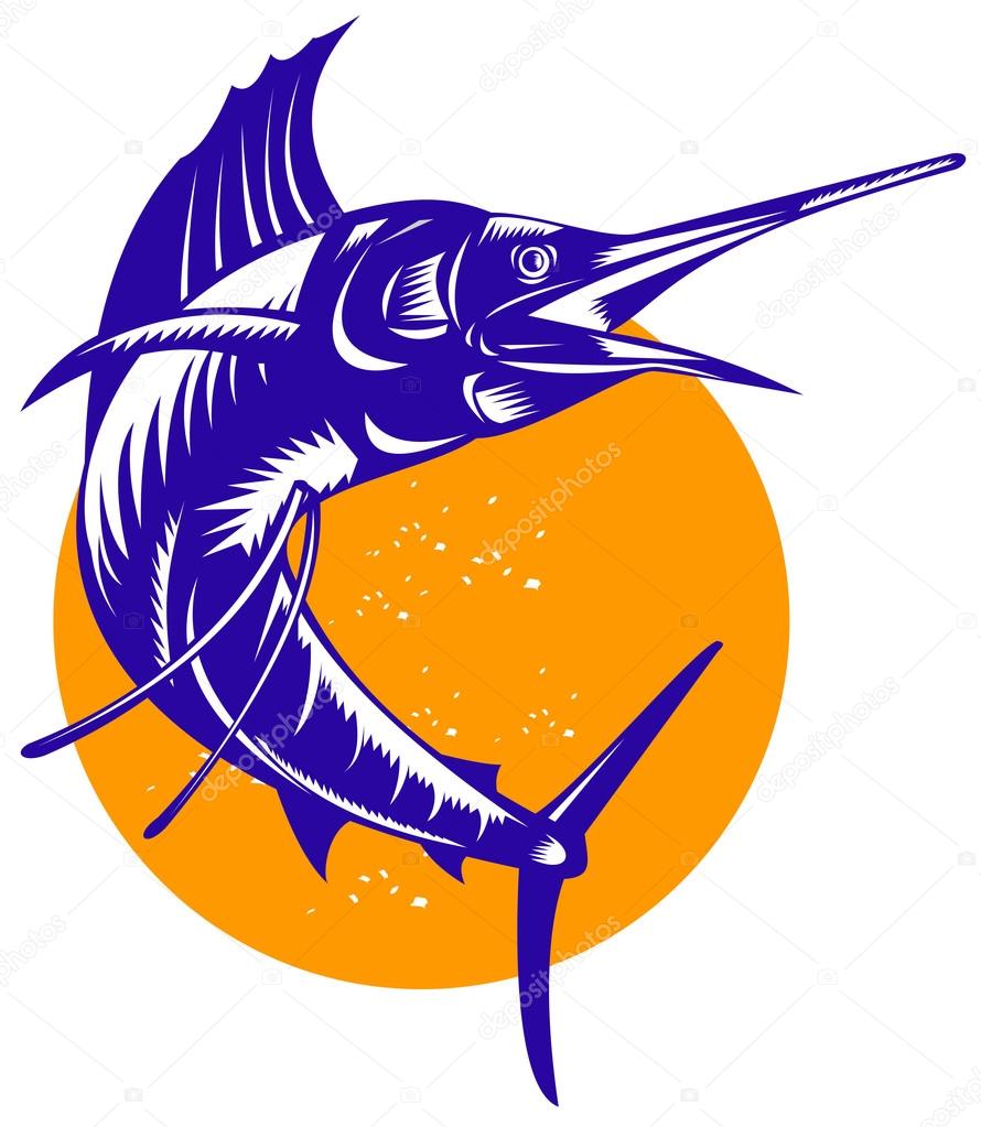 Sailfish Fish Jumping Retro