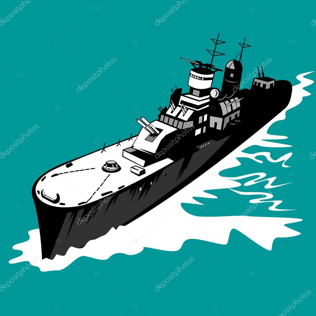 World War Two Battleship Warship Cruiser Retro