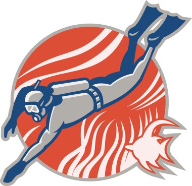 Scuba diver dalış retro