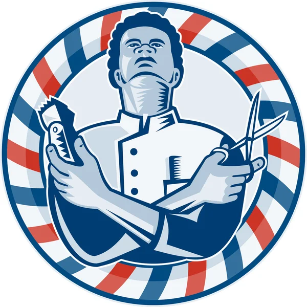 direk saç kesme ve makas retro ile berber