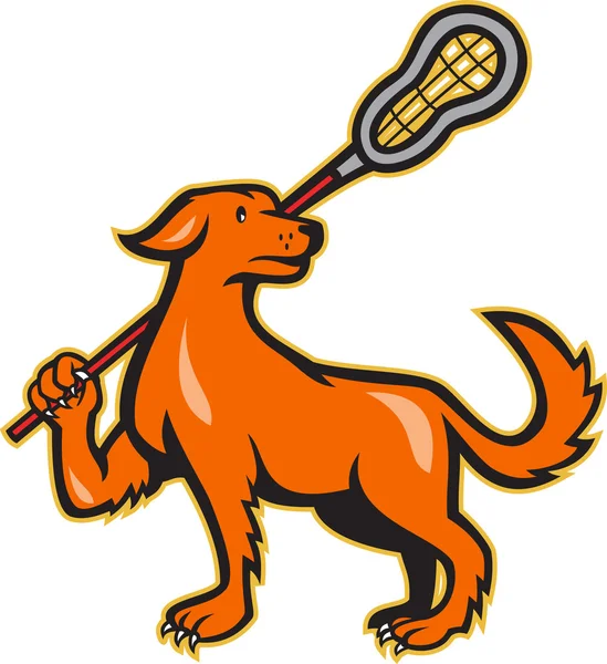Собака з Lacrosse липкий вид збоку — стоковий вектор