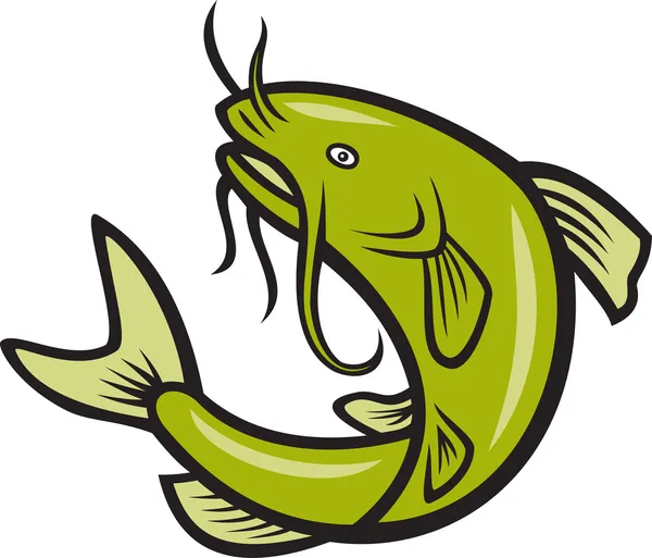 Bagres peces saltando dibujos animados — Vector de stock