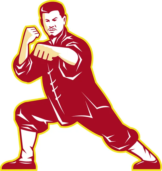 Shaolin kung fu martial arts mästare retro — Stock vektor