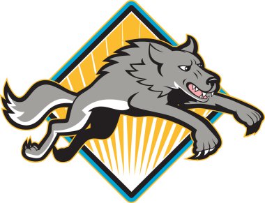 gri kurt vahşi köpek saldırmak atlama