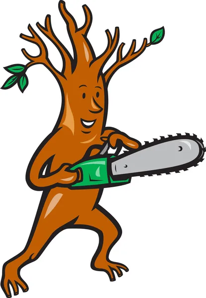 Tree Man Arborist With Chainsaw — Stock Vector