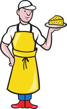 Cheesemaker holding tabak peynir