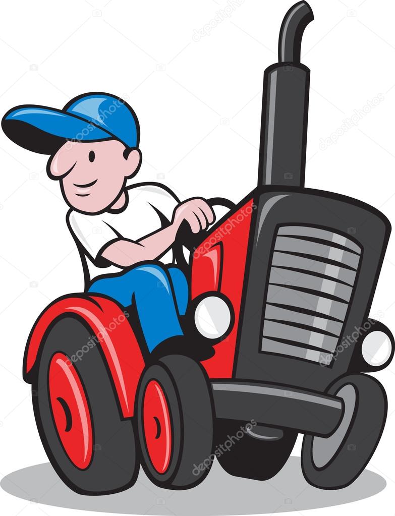 Farmer Driving Vintage Tractor Cartoon Stock Vector Image by ©patrimonio  #22643965