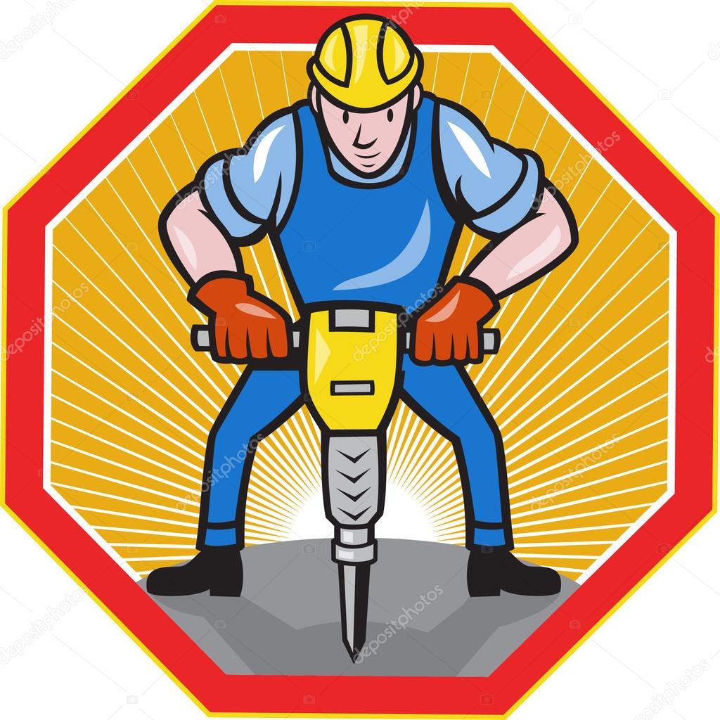 Construction Worker Jackhammer Pneumatic Drill