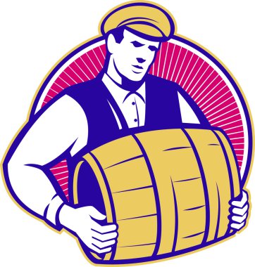 Barmen taşıma bira fıçısı retro