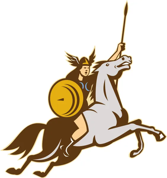 Valkýra jezdecké koně retro — Stockový vektor