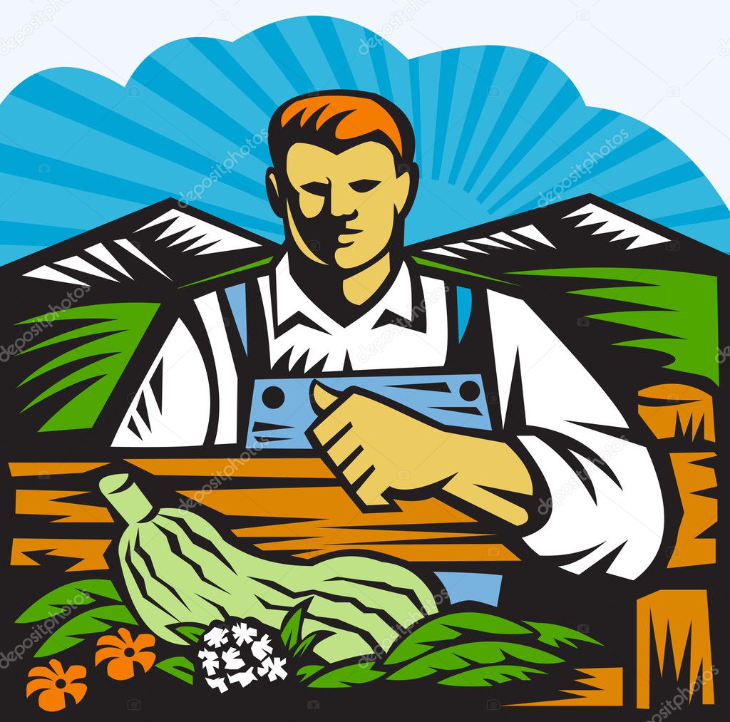 Organic Farmer Farm Produce Harvest Retro