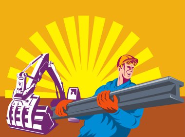 İnşaat işçisi olarak işe taşıyan ı mekanik digger tarak ile
