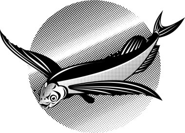 flying fish retro style clipart