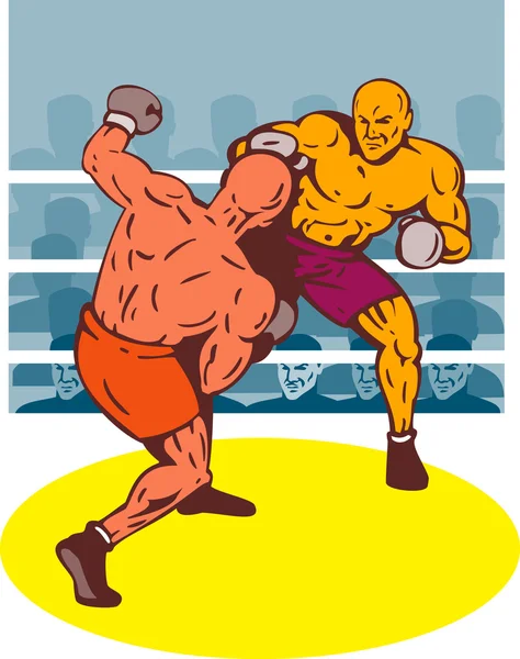 Boxeador conectando un golpe de gracia — Vector de stock