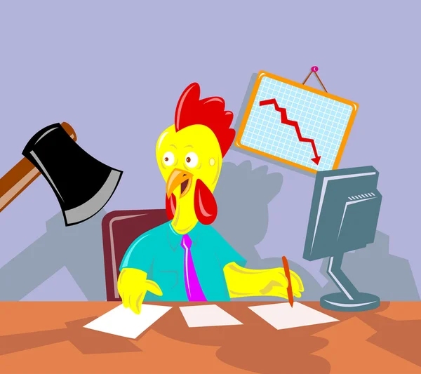 Coq poulet employé de bureau axed — Image vectorielle