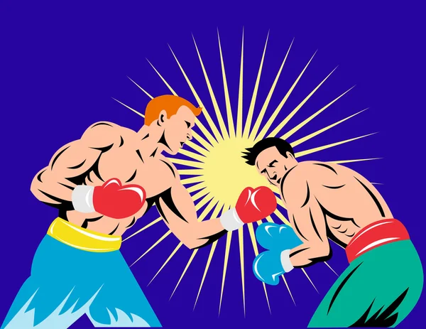 Boxeador conectando un golpe de gracia — Vector de stock